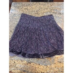 Y2K Gianni Bini Purple‎ Velvet Trim Pleated Silk Skirt Women's Size 10